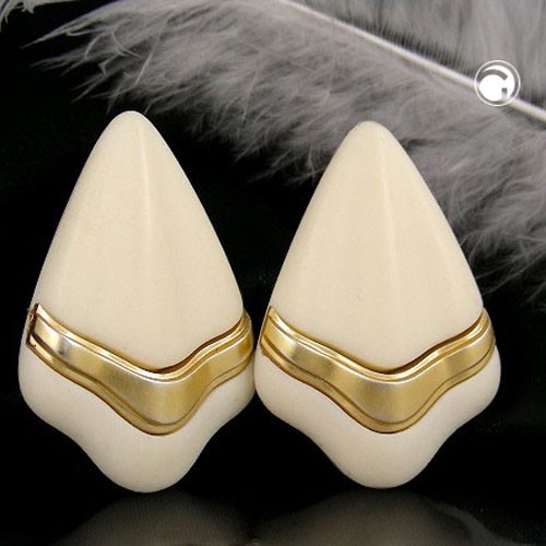 Ohrring Birne-spitz elfbein-gold-matt