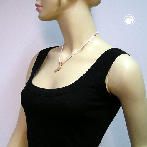 Collier Halskette Sichel rosa Email 42cm