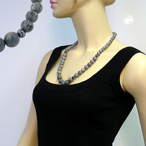 Collier Halskette Perlen verlaufend grauton 60cm