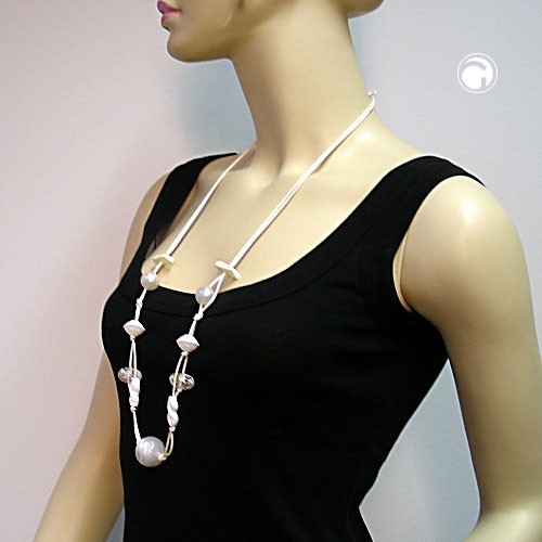 Collier Halskette wachsweiß Kordel weiß 100cm