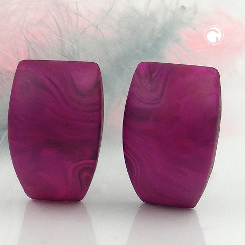 Ohrring Trapez fuchsia-marmoriert-matt