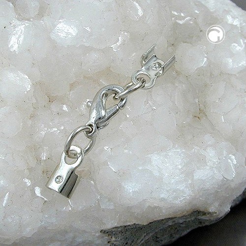 Verschluss-Set rhodium für Lederband