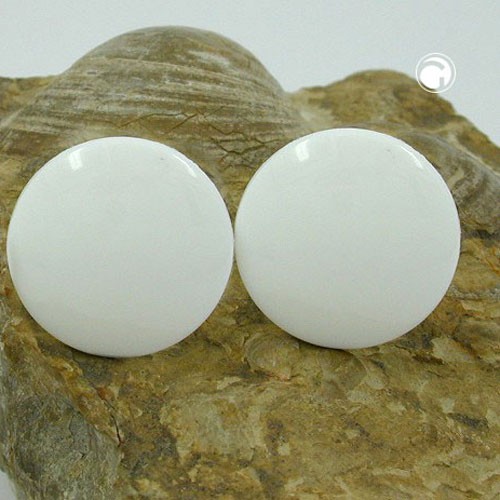 Ohrring 20mm weiß glänzend Vollplastik