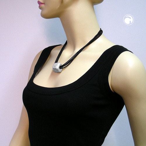 Collier Halskette Viereckperle spucksilber 50cm