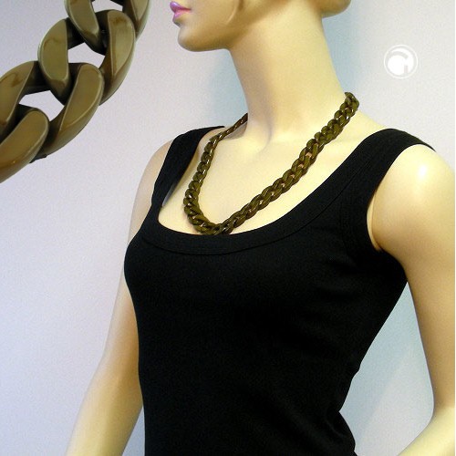 Collier Halskette Panzer oliv-dunkel glänzend 60cm