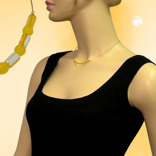 Collier Halskette Glas Schliff gelb-gelb AB 40cm