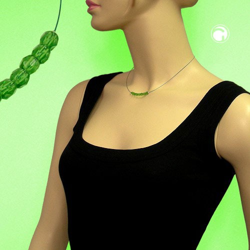 Collier Halskette Glas Schliffperle grün 40cm