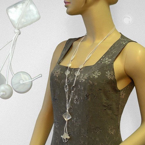 Collier Halskette Viereck kristall-weiß an Kordel 90cm