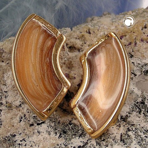Ohrring braun-orange-gold Email