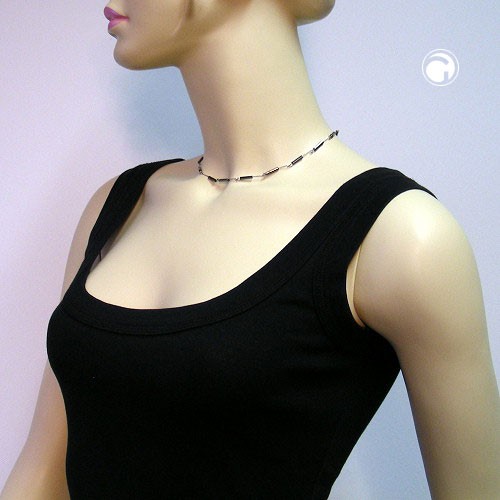 Collier Halskette Glasstifte gekettelt Blutstein 36cm