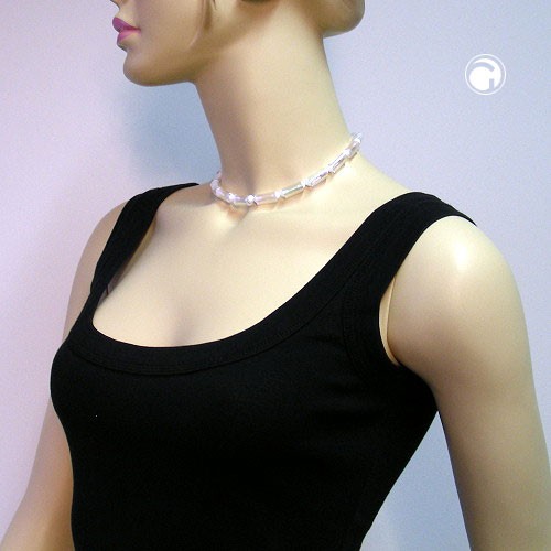 Collier Halskette Walze kristal-AB weiß 36cm