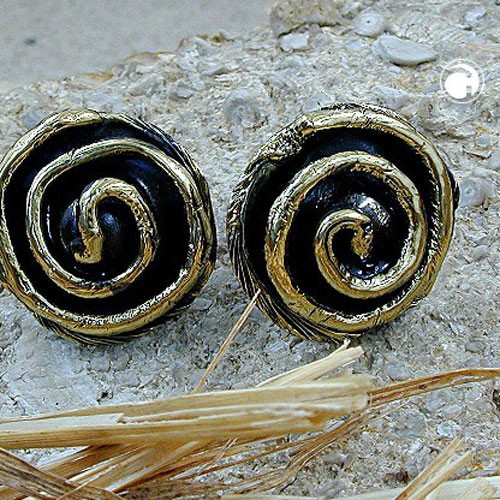 Ohrring 27 Schnecke messing-schwarz