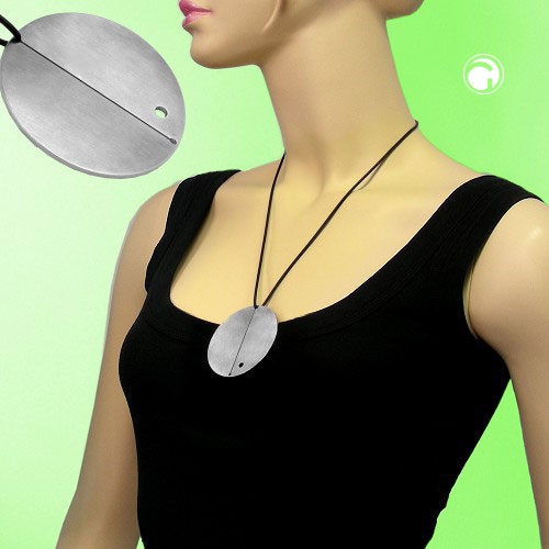 Collier Halskette Edelstahl Scheibe mit Rille 55cm