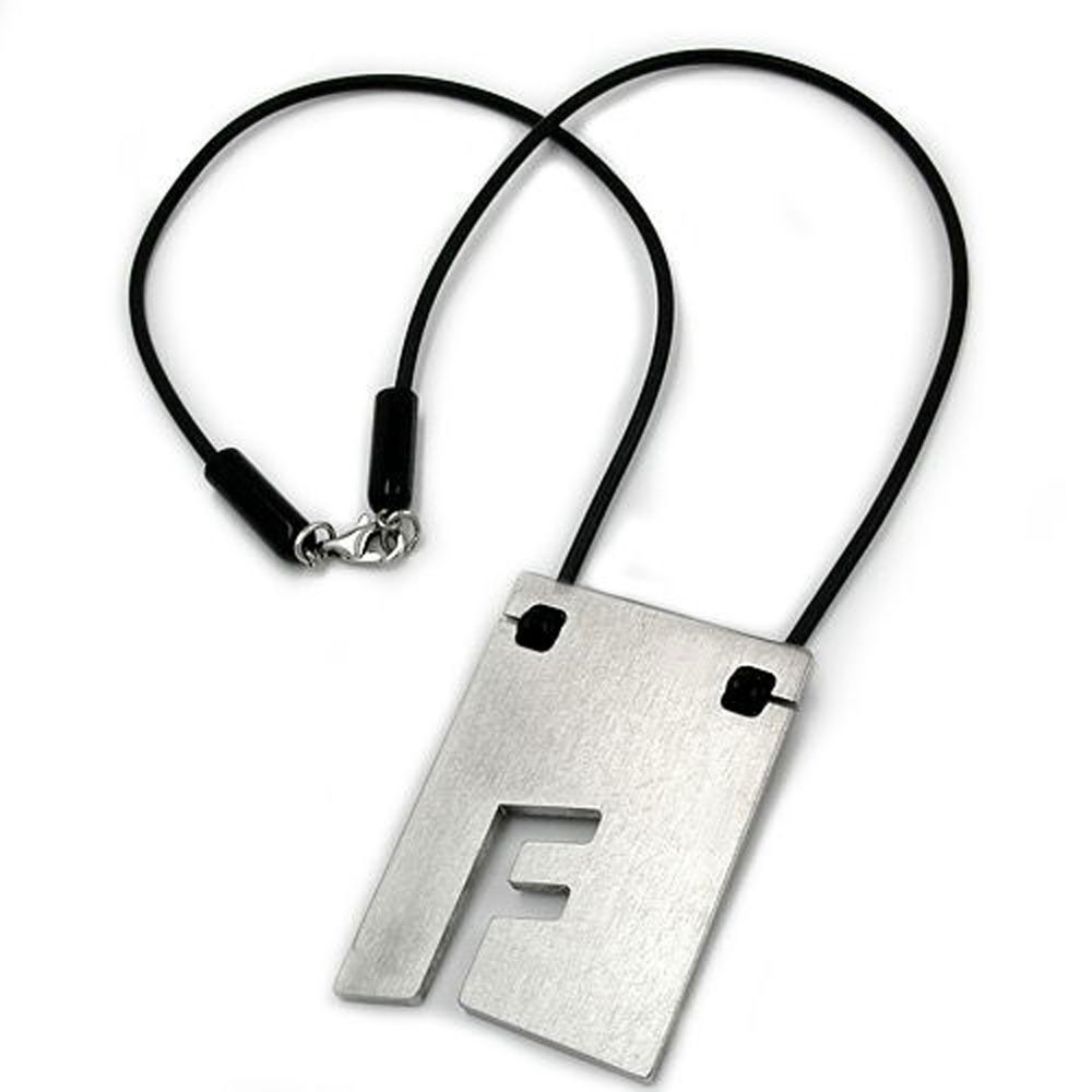 Halskette Edelstahl Buchstabe F 42cm