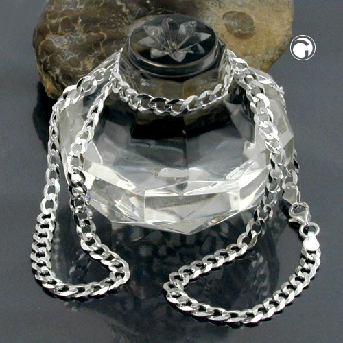 Halskette Panzer flach 925 Sterlingsilber 50cm
