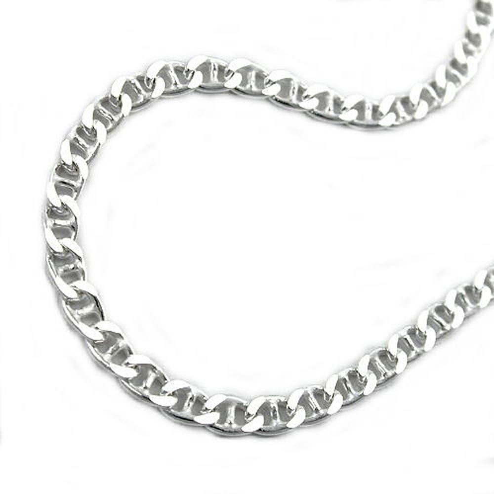 Halskette Stegpanzer 2x diamantiert 925 Sterlingsilber 45cm