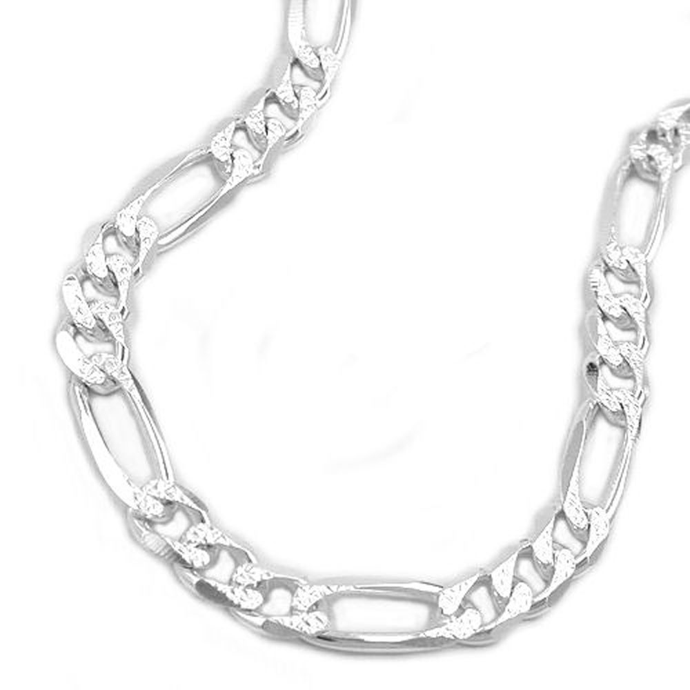 Halskette Figaro Muster diamantiert 925 Sterlingsilber 55cm