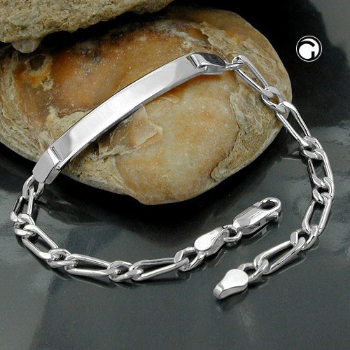 Schildband Armband Figaro 925 Sterlingsilber