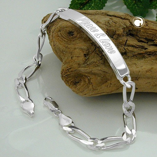 Schildband Peace u. Love 6x diamantiert 925 Sterlingsilber