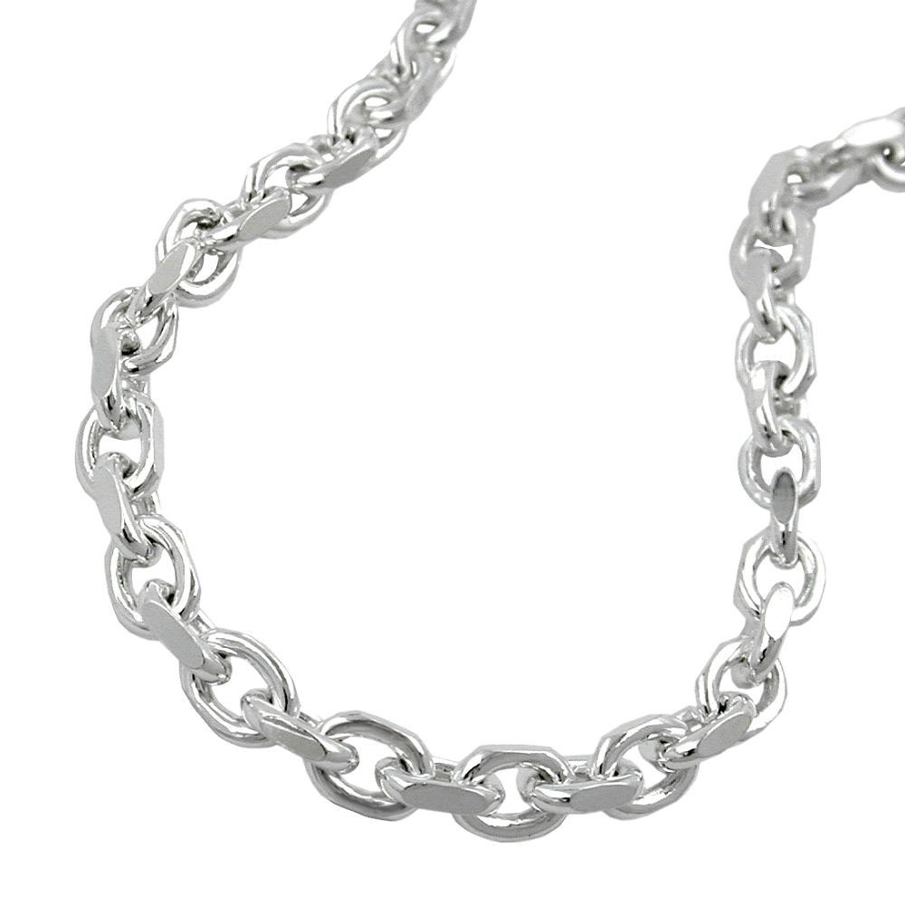 Halskette Ankerkette 4x diamantiert 925 Sterlingsilber 50cm