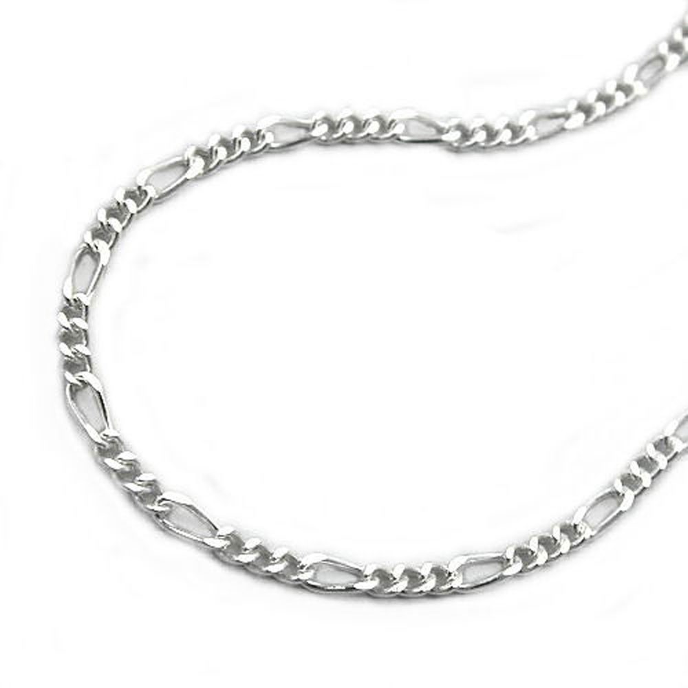 Halskette Figaro 2x diamantiert 925 Sterlingsilber 38cm
