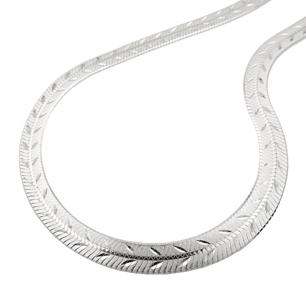 Kette Schlange flach gedrückt mit Diamantschliff 925 Silber 45cm