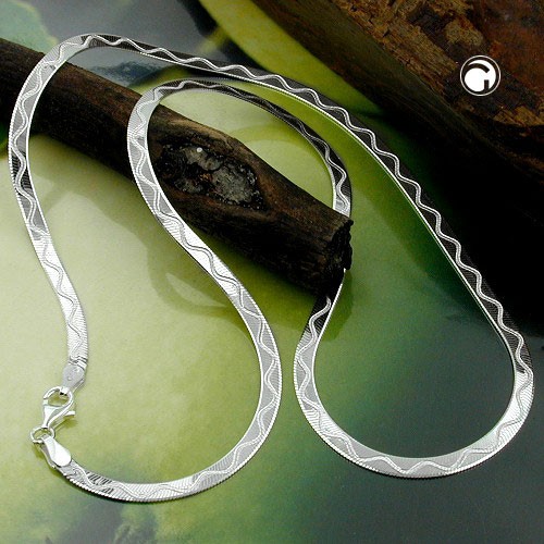 Collier Halskette Schlange flach Welle 925 Sterlingsilber 42cm