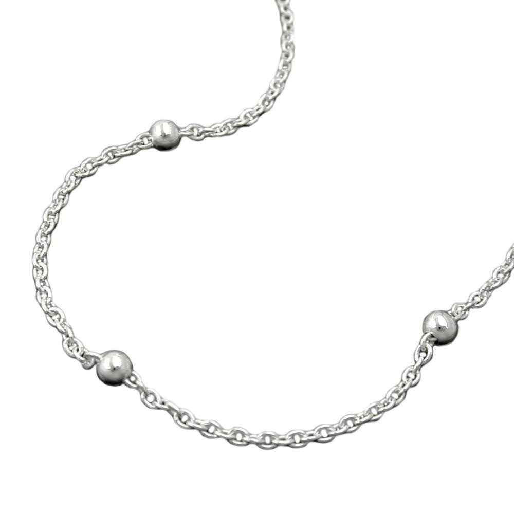 Halskette Ankerkette mit 13 Kugeln 925 Sterlingsilber 45cm