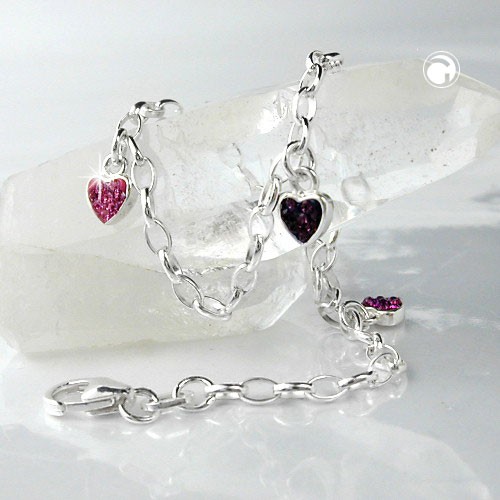 Armband Herz rosa-pink 925 Sterlingsilber