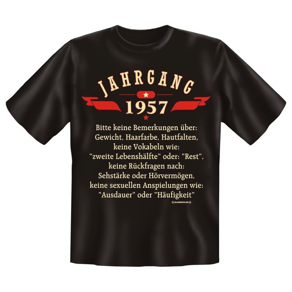 Fun T-Shirt Jahrgang 1957 Keine Bemerkungen über