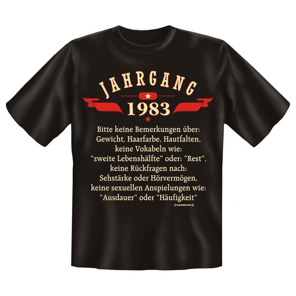 Fun T-Shirt Jahrgang 1983 Keine Bemerkungen über