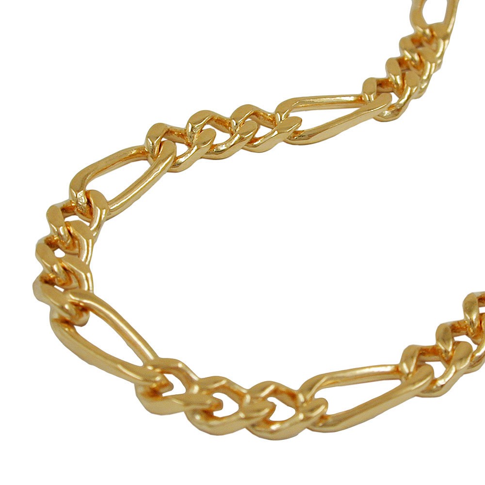 Halskette 4mm Figaro 4x diamantiert vergoldet Americ Double 50cm