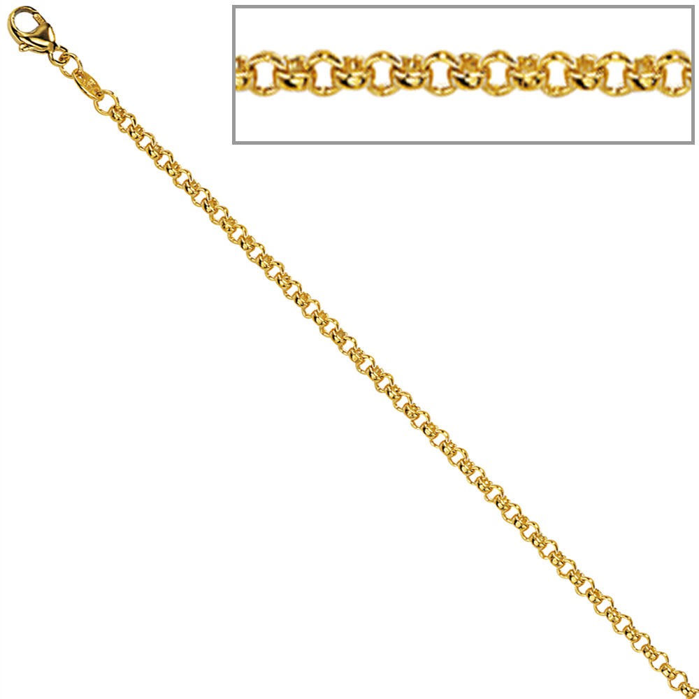 Erbskette 333 Gelbgold 2,5mm 45cm Gold Kette Halskette Goldkette Karabiner