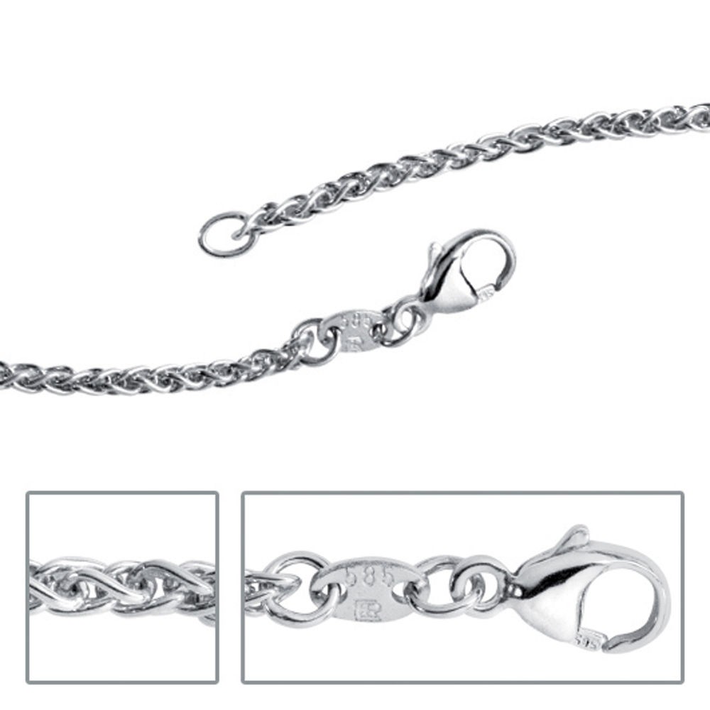 Zopfkette 585 Weißgold 1,8mm 42cm Gold Kette Halskette Weißgoldkette Karabiner