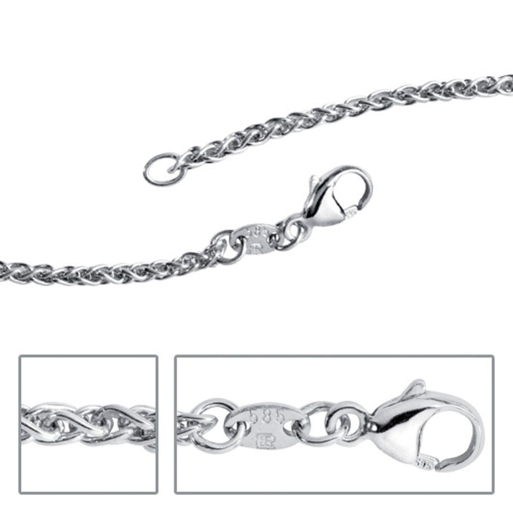 Zopfkette 585 Weißgold 1,8mm 50cm Gold Kette Halskette Weißgoldkette Karabiner