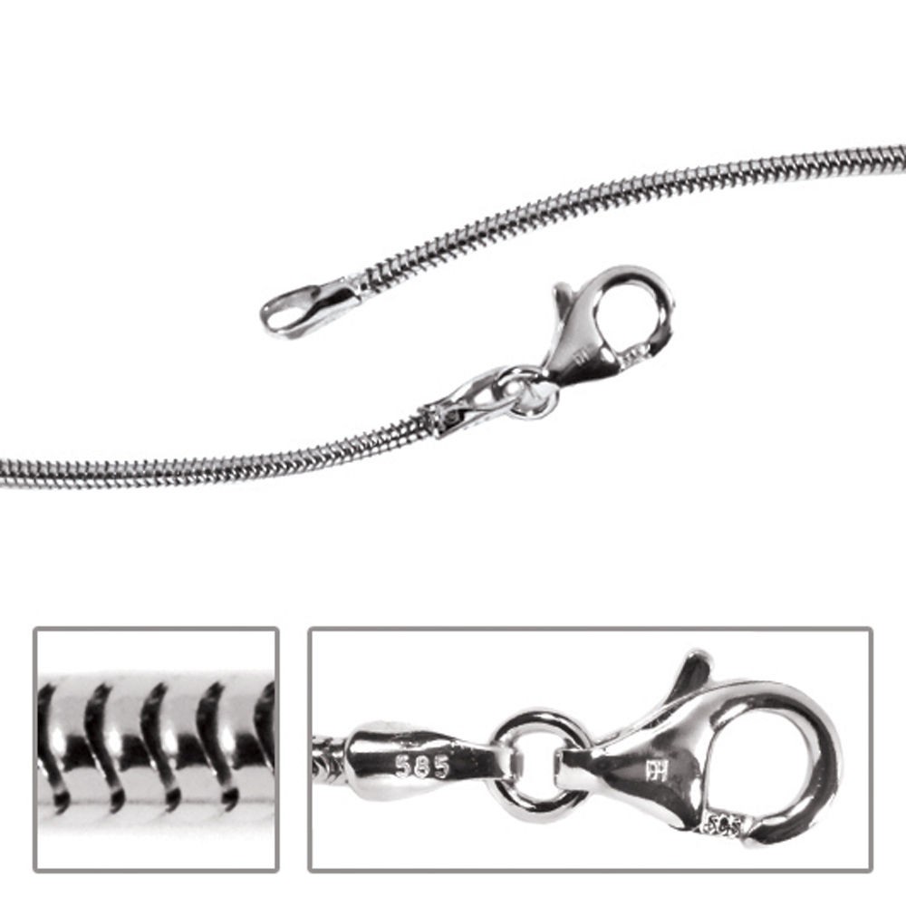 Schlangenkette 585 Weißgold 1,4mm 38cm Gold Kette Halskette Weißgoldkette