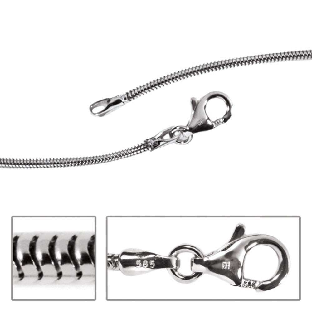 Schlangenkette 585 Weißgold 1,4mm 45cm Gold Kette Halskette Weißgoldkette