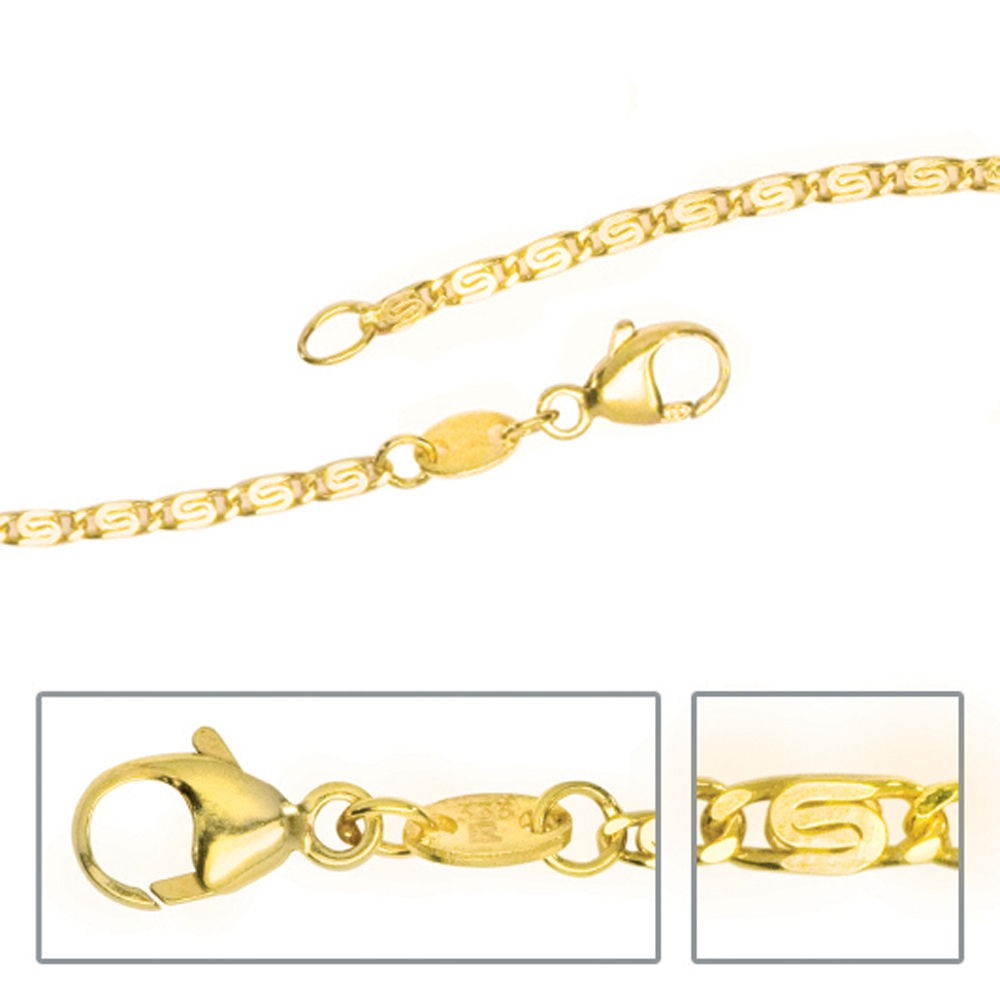 S-Panzerkette 333 Gelbgold diamantiert 1,6mm 42cm Gold Halskette Goldkette