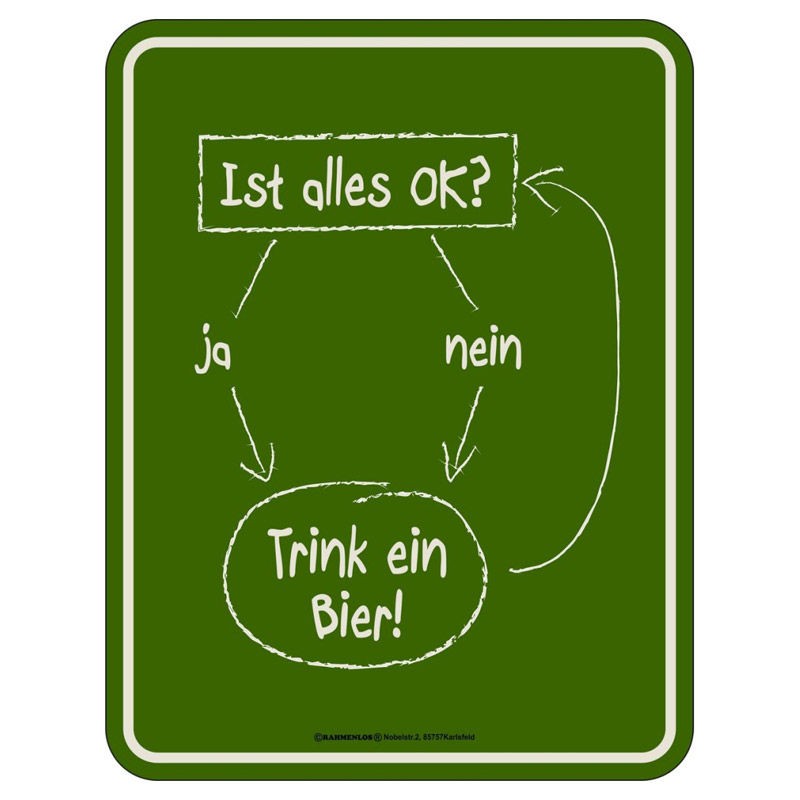 Magnetschild - alles ok? Trink ein Bier