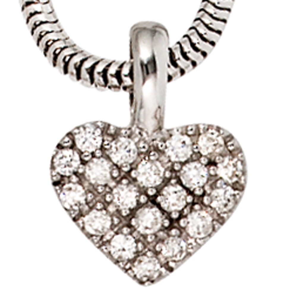 Anhänger Herz 585 Weißgold 19 Diamanten Brillanten Diamantenanhänger