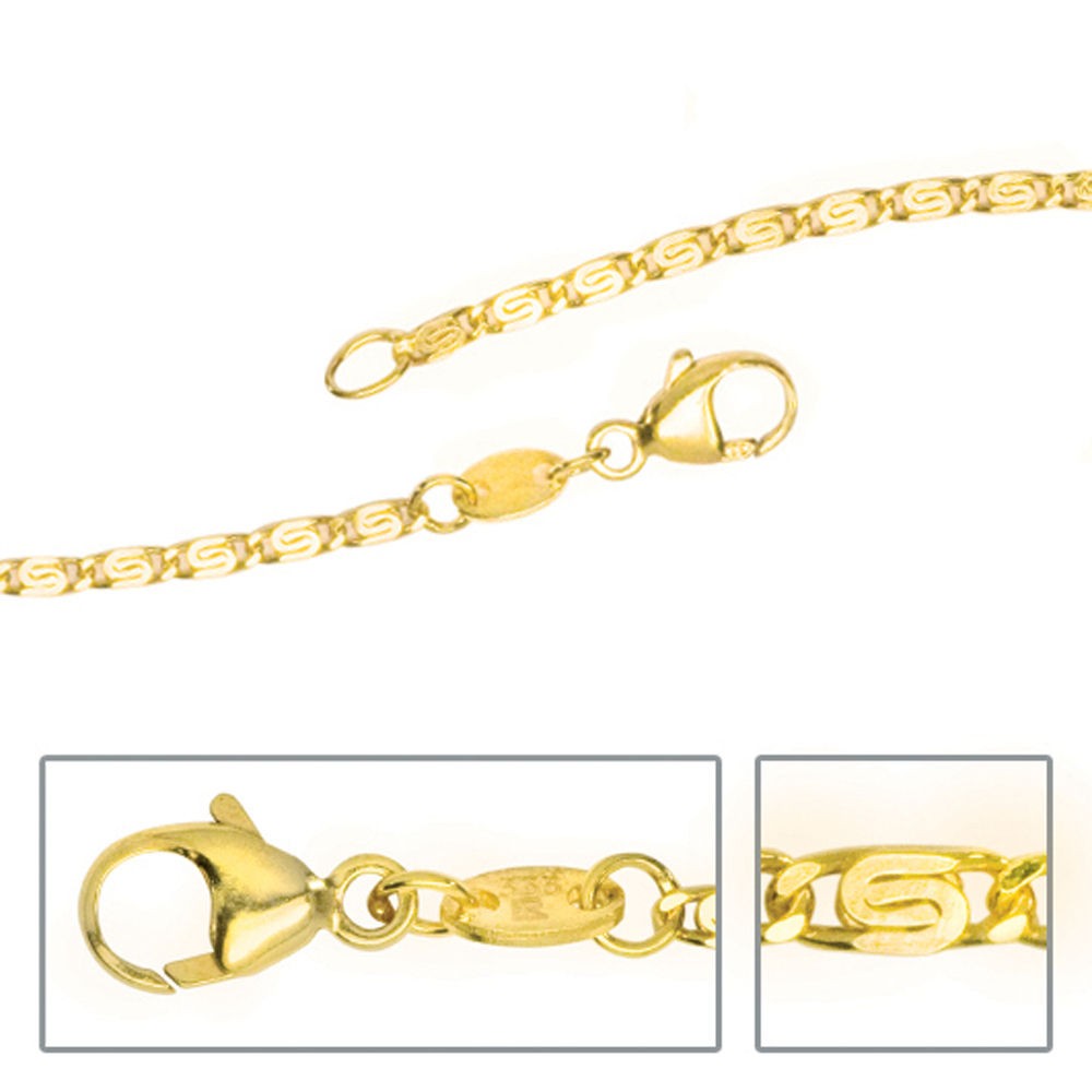 S-Panzerkette 333 Gelbgold diamantiert 1,6mm 38cm Gold Halskette Goldkette