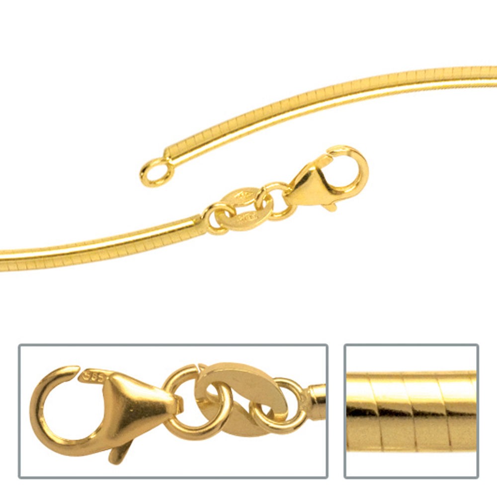 Halsreif 585 Gelbgold 2mm 42cm Gold Kette Halskette Goldhalsreif Karabiner