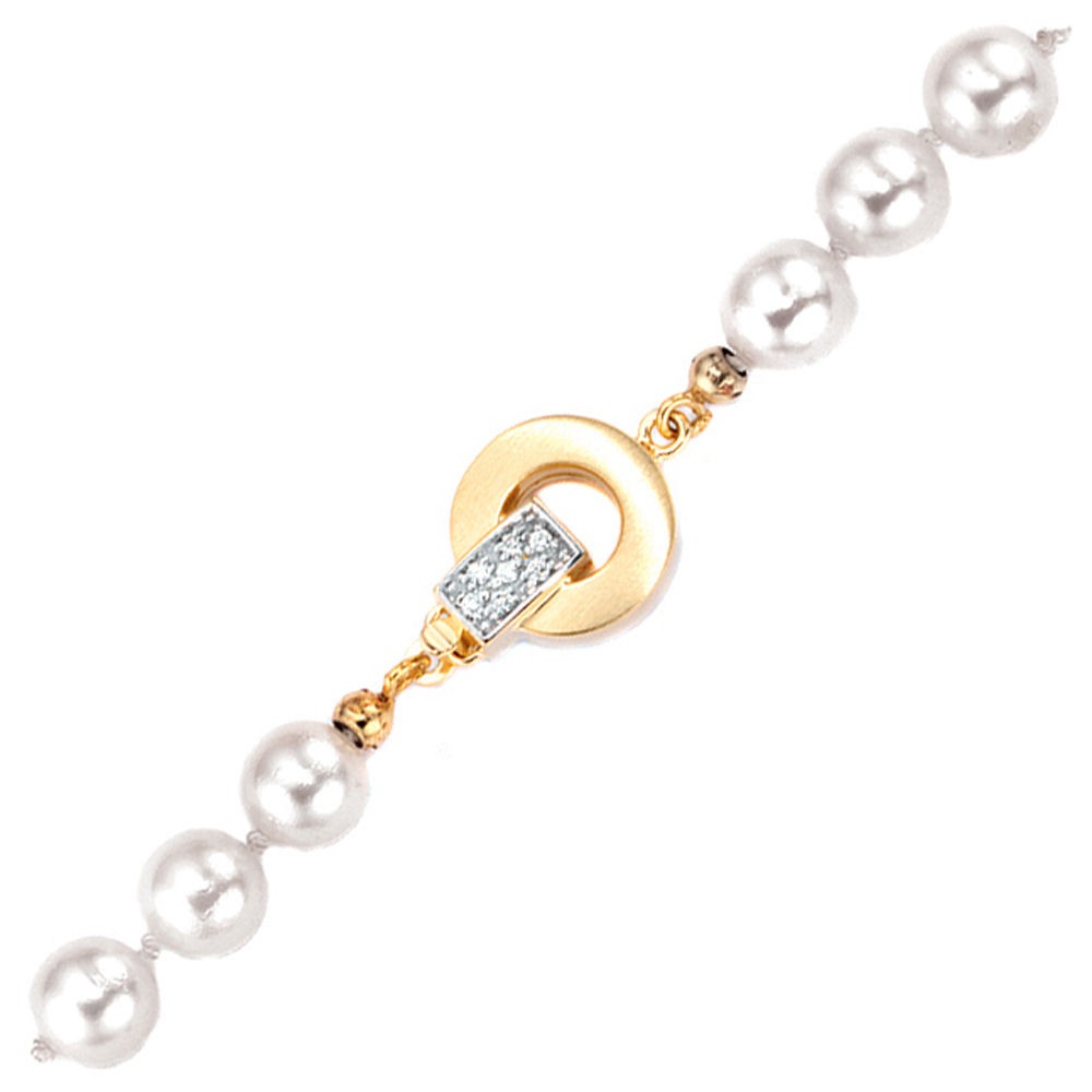 Kettenschließe Schließe 585 Gelbgold mattiert 14 Diamanten Brillanten