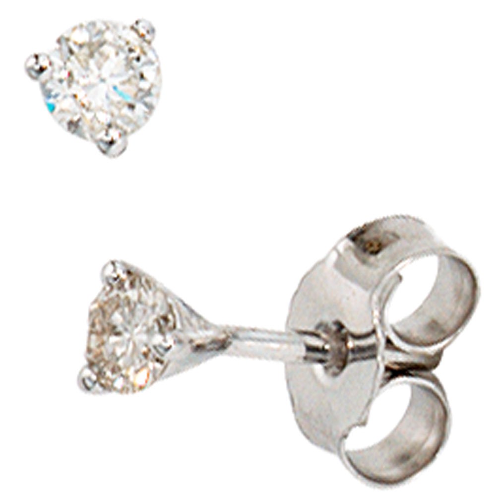 Ohrstecker rund 585 Weißgold 2 Diamanten Brillanten 0,25ct. Ohrringe