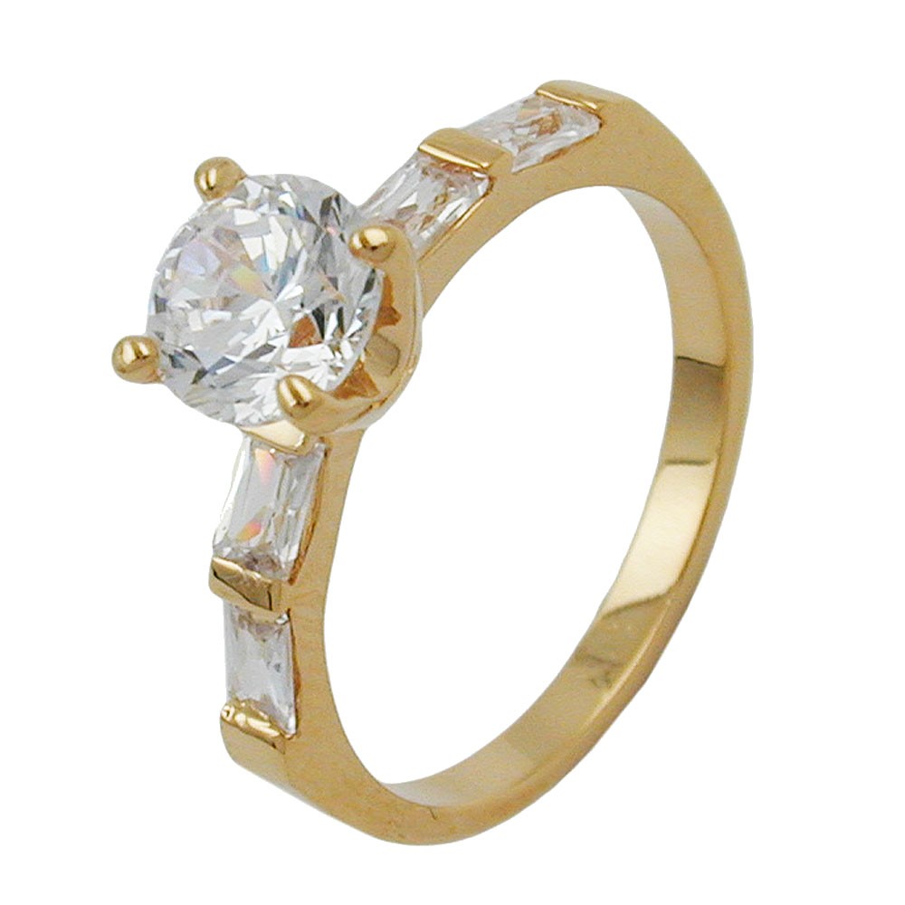 Ring Zirkonia 7mm vergoldet 3 Mikron Größe 64