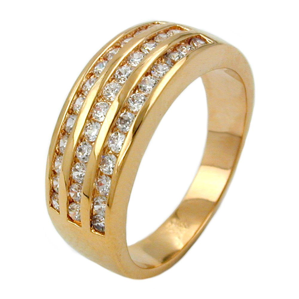 Ring Zirkonia 2,3mm gold-plattiert 3 Mikron Größe 62