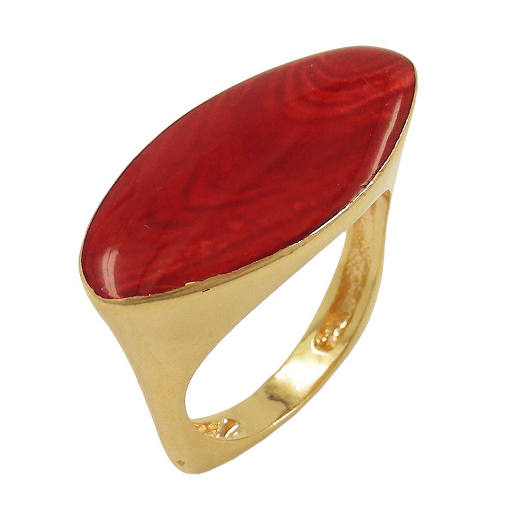 Ring rot-marmor gold-plattiert Größe 58