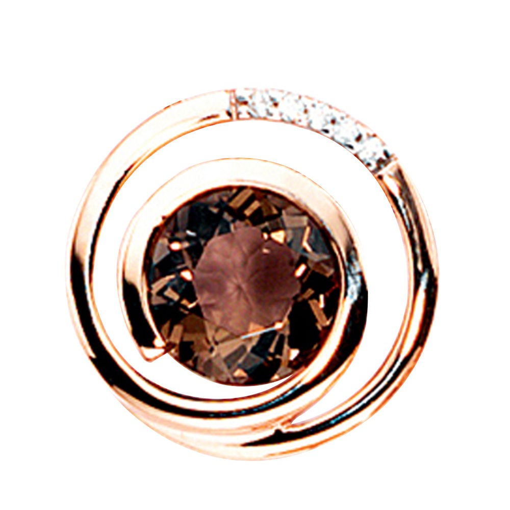 Anhänger 585 Rotgold 5 Diamanten Brillanten 0,035ct. 1 Rauchquarz braun