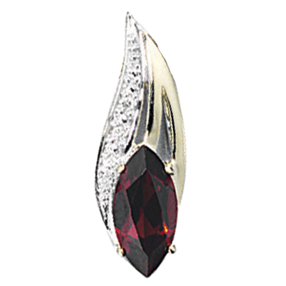 Anhänger 585 Gelbgold 2 Diamanten Brillanten 1 Granat rot Goldanhänger