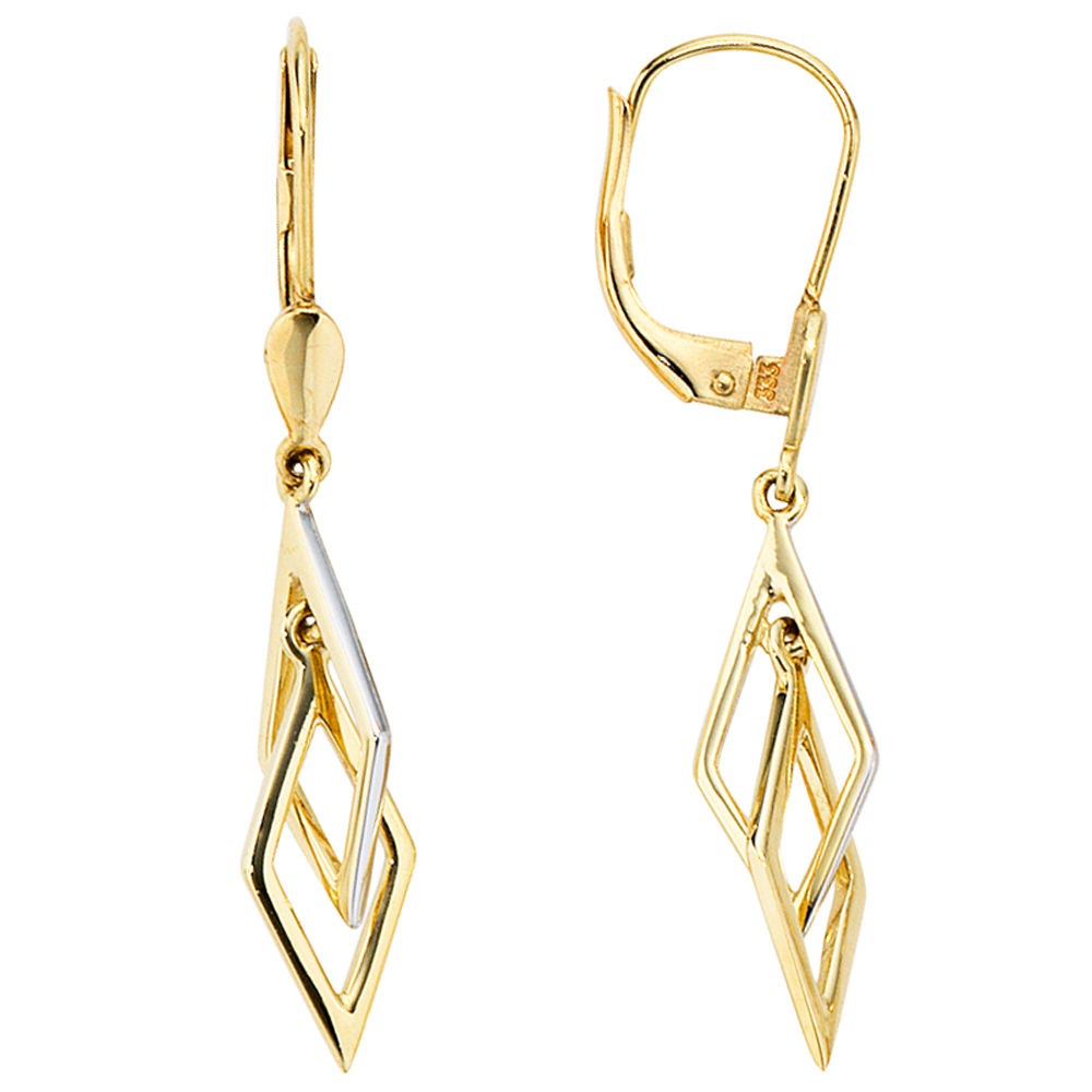Boutons 333 Gelbgold bicolor Ohrringe Ohrhänger Goldohrringe
